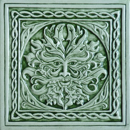 green man ceramic tile