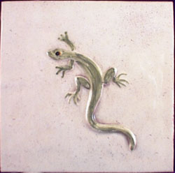ceramic art tile lizard